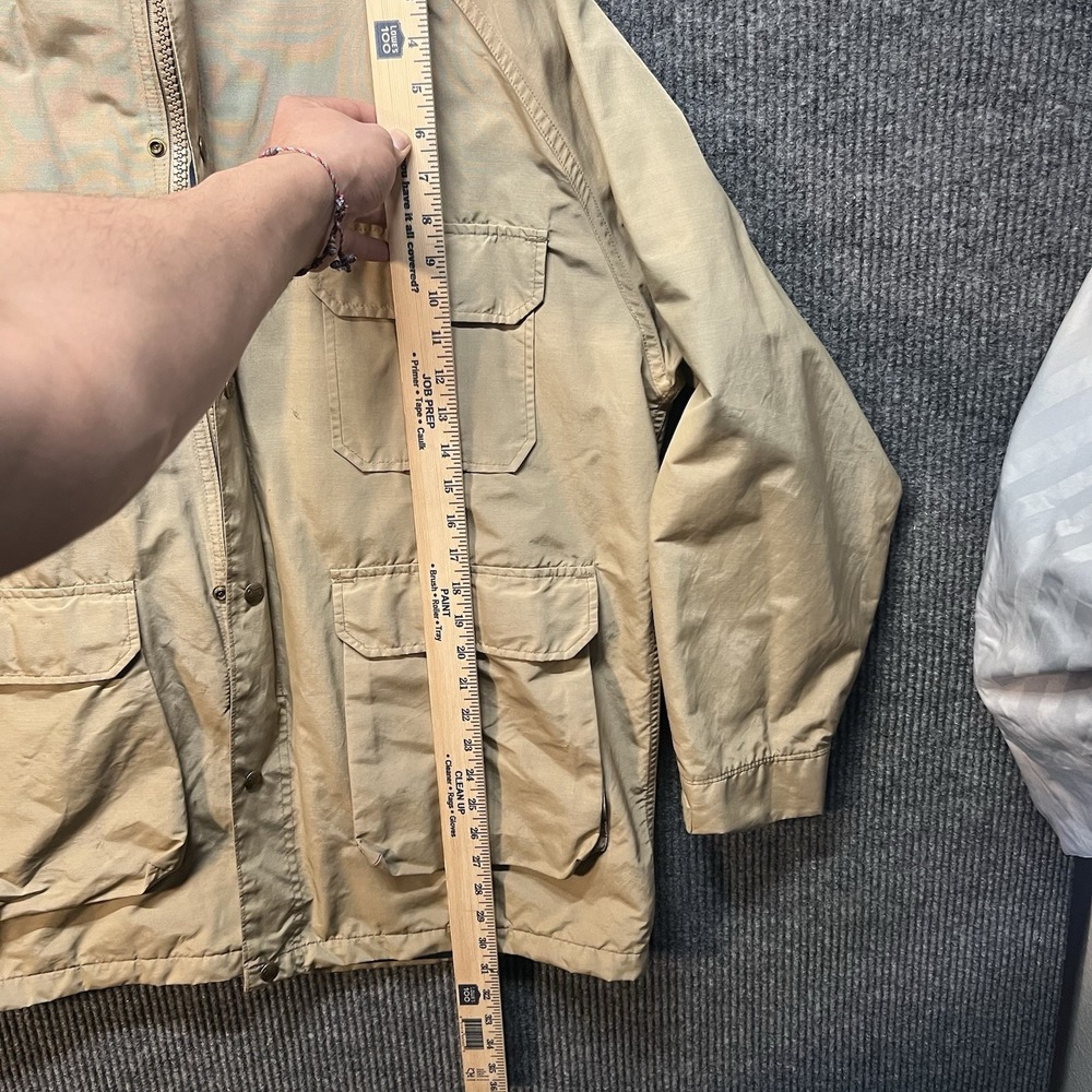 Vintage Woolrich Tan Lined Chore Jacket Hooded Size Large Made In USA - Picture 7 of 13